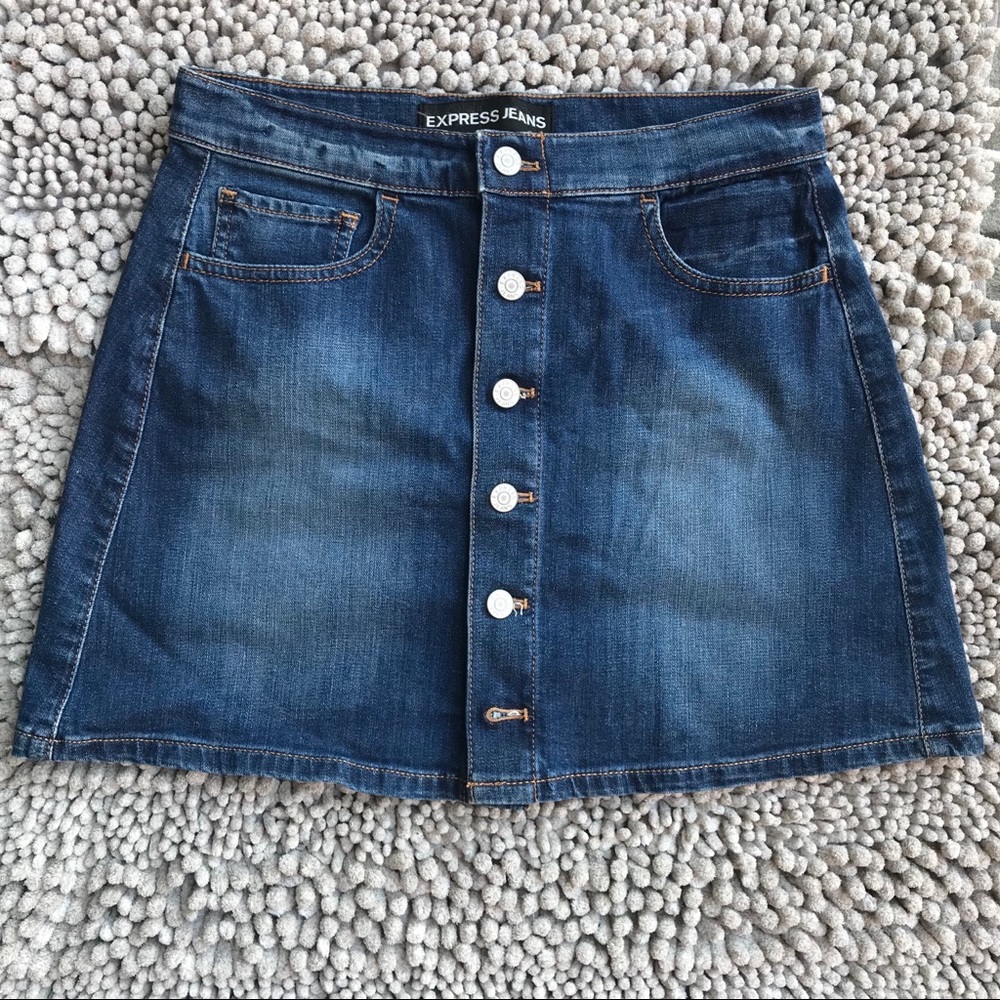 Express Denim Blue Jean Skirt